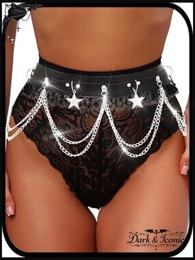 Adjustable Star Waist Chain Belt Layered Leather Gothic Rave Body Chain